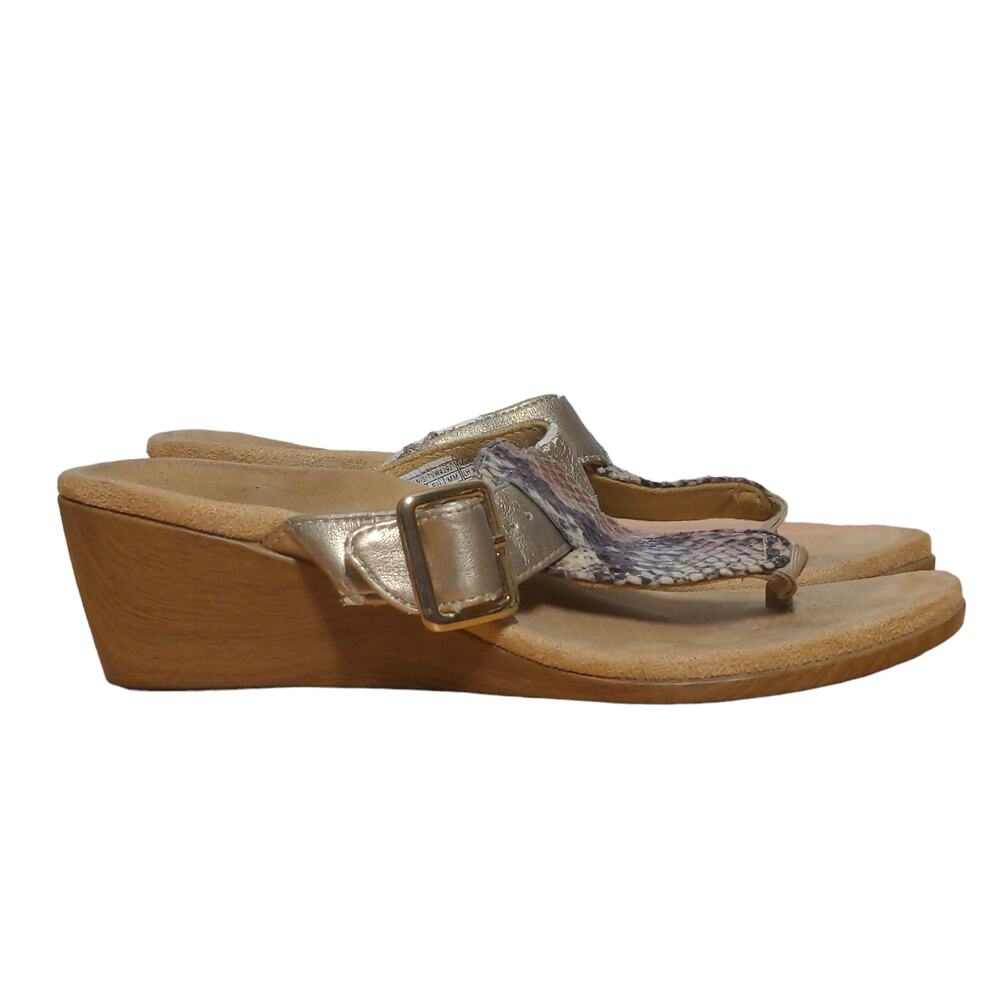 Vionic Alanis Womens Toe Post Wedge Sandal Thong Orthaheel Snakeskin 5